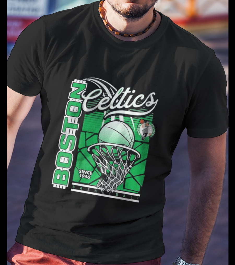 Boston Celtics Basketball Since 1946 Tri-Blend Sportiqe Comfy T-Shirt