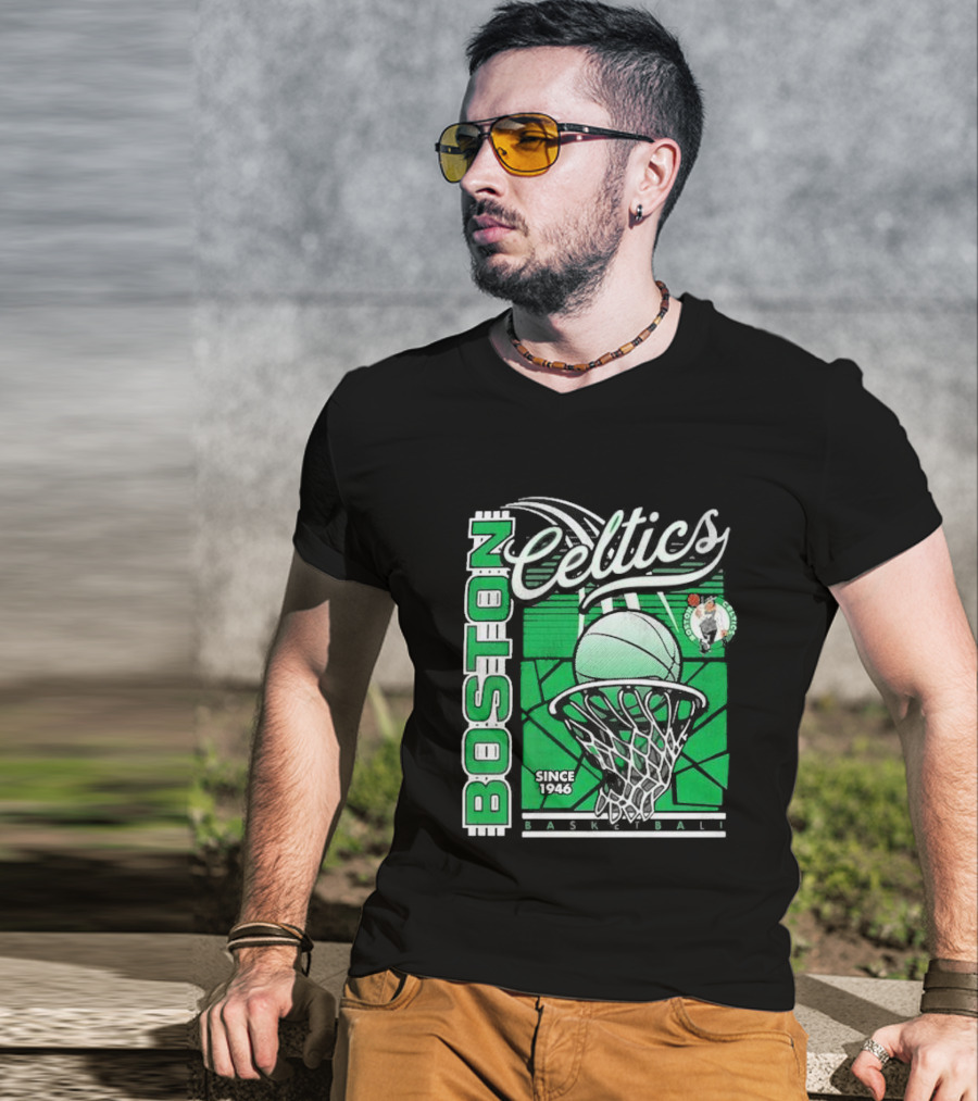 Boston Celtics Basketball Since 1946 Tri-Blend Sportiqe Comfy T-Shirt