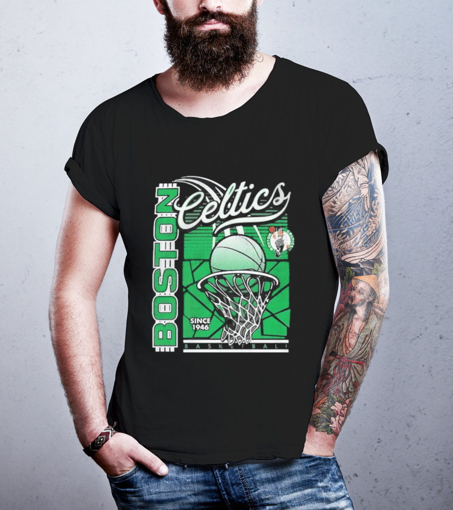 Boston Celtics Basketball Since 1946 Tri-Blend Sportiqe Comfy T-Shirt