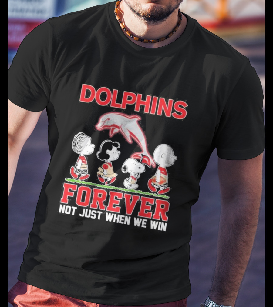 Dolphins Forever Not Just When We Win Charlie Brown Snoopy Peanuts NRL T-Shirt