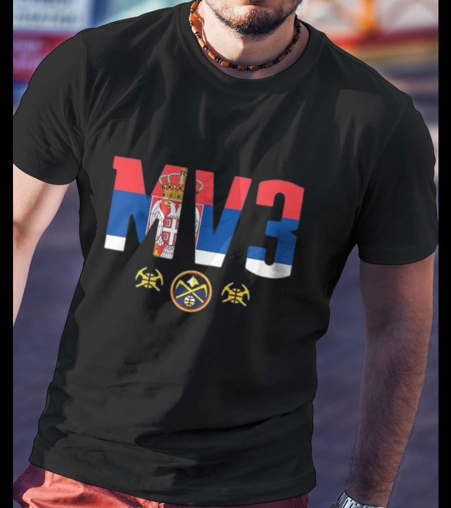 MV3 Serbia Flag Denver Nuggets Basketball T-Shirt
