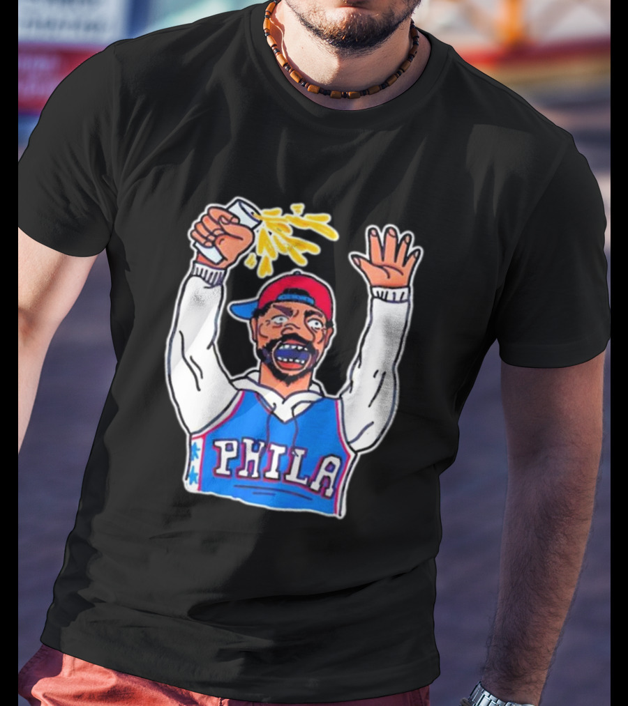 PHILA Basketball Fan With Drink And Raised Hand T-Shirt