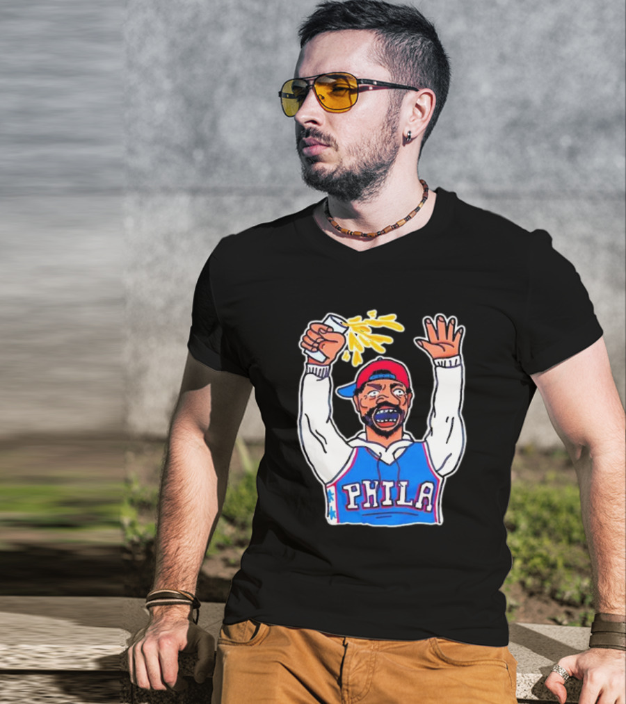 PHILA Basketball Fan With Drink And Raised Hand T-Shirt
