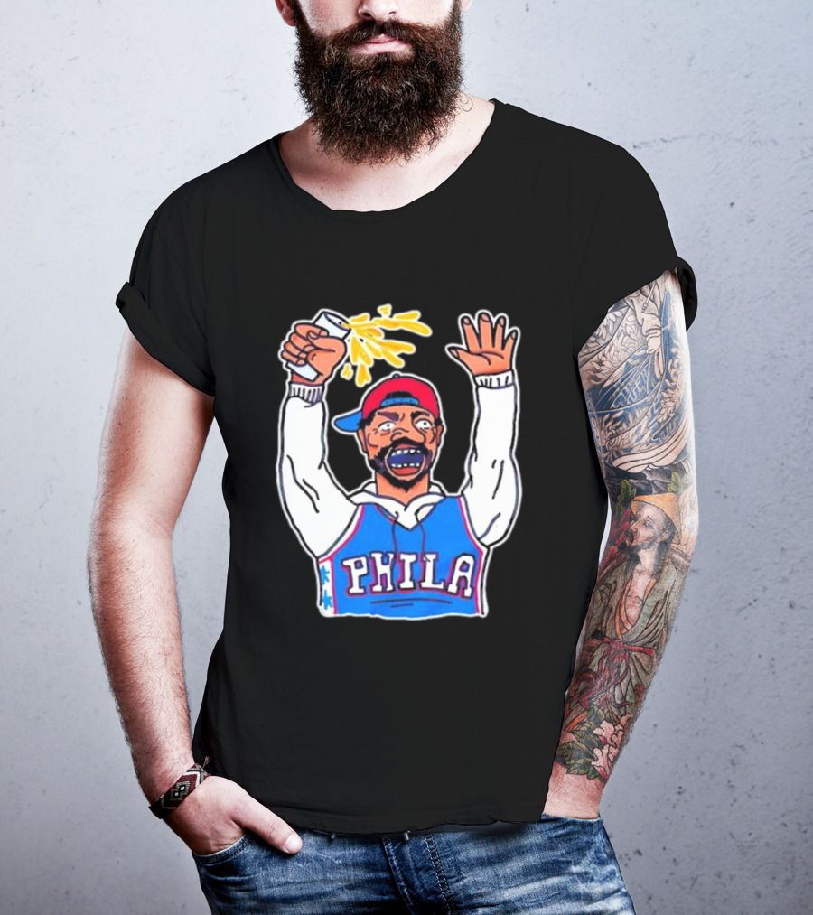 PHILA Basketball Fan With Drink And Raised Hand T-Shirt