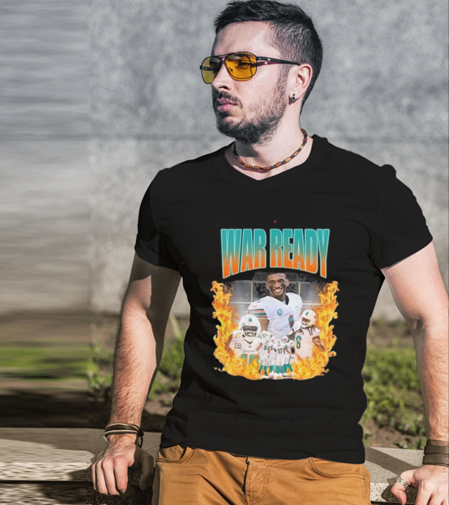 War Ready Jaylen Waddle Dolfan Players Flames T-Shirt