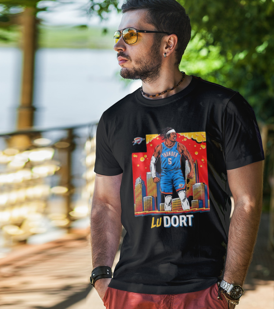 Oklahoma City Thunder Lu Dort OKC Skyline Basketball T-Shirt