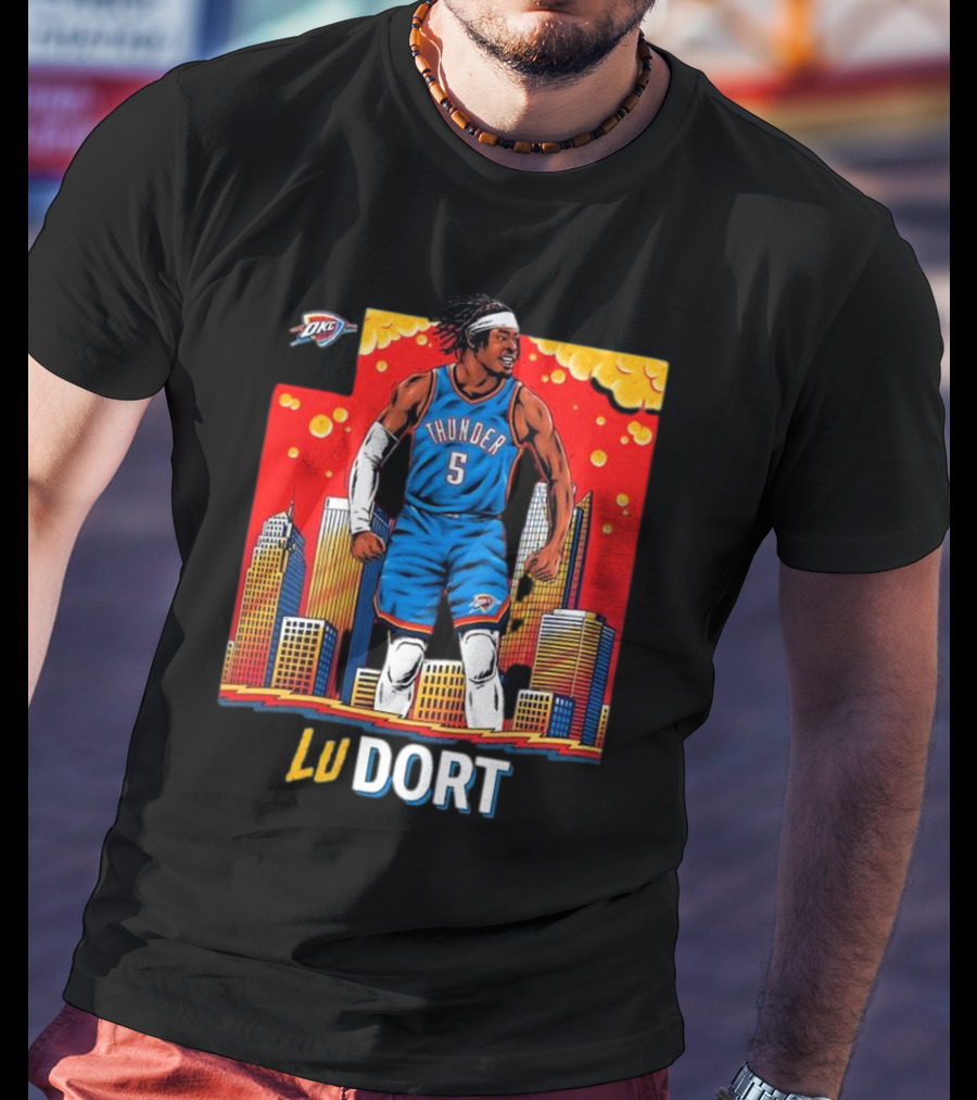 Oklahoma City Thunder Lu Dort OKC Skyline Basketball T-Shirt