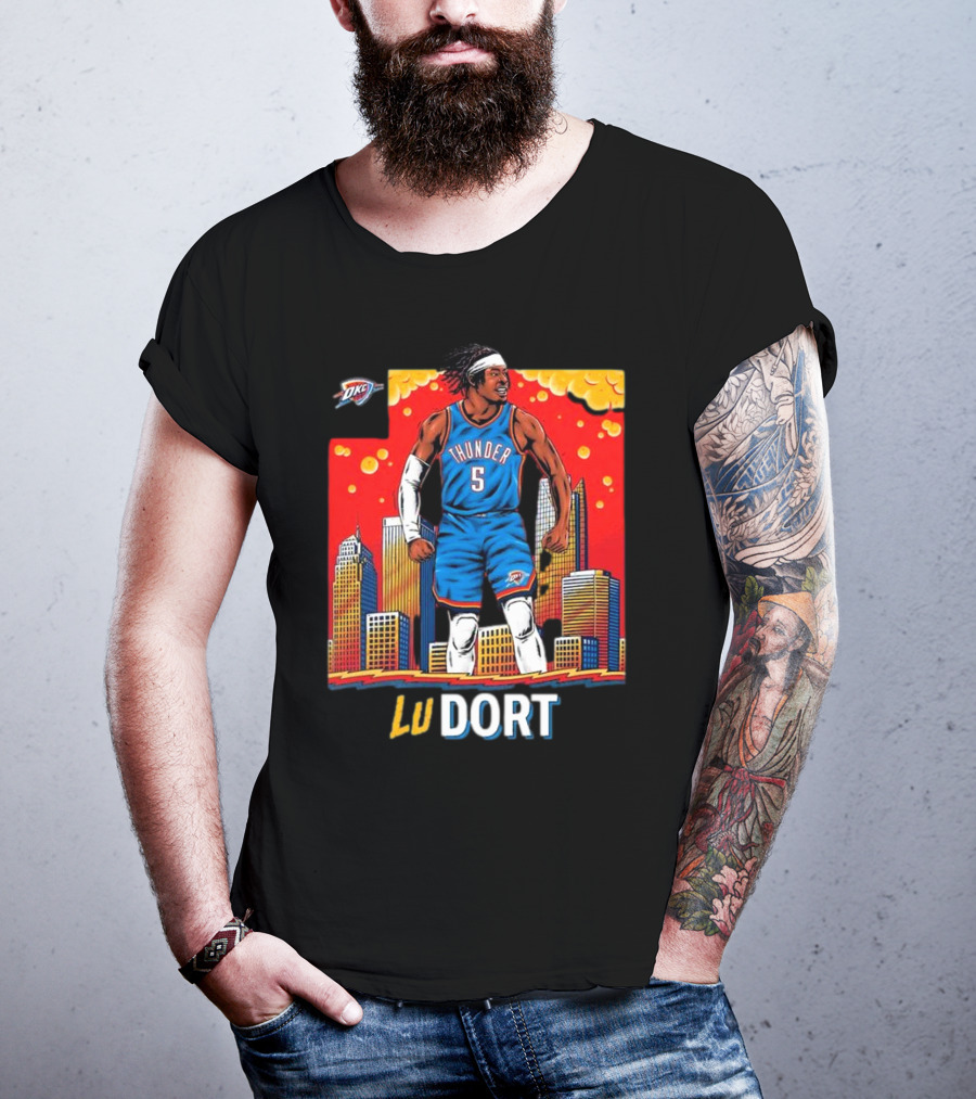 Oklahoma City Thunder Lu Dort OKC Skyline Basketball T-Shirt