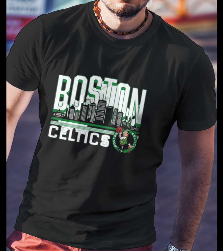 Boston Celtics NBA Basketball Skyline T-Shirt