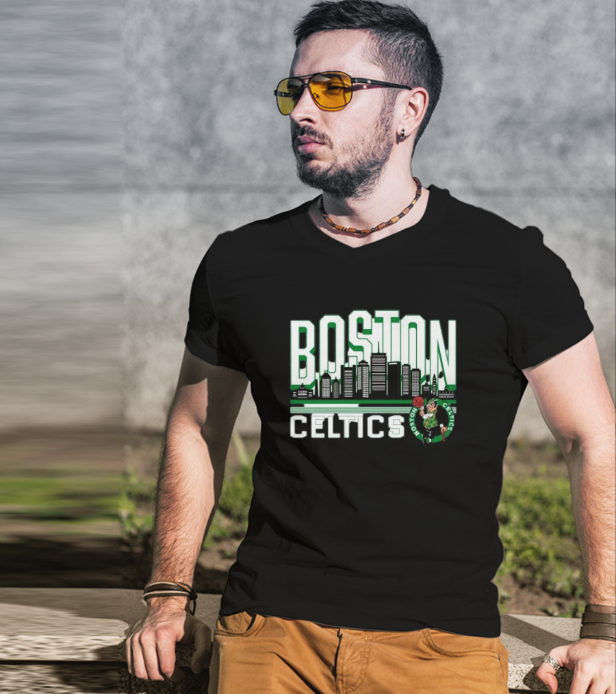 Boston Celtics NBA Basketball Skyline T-Shirt