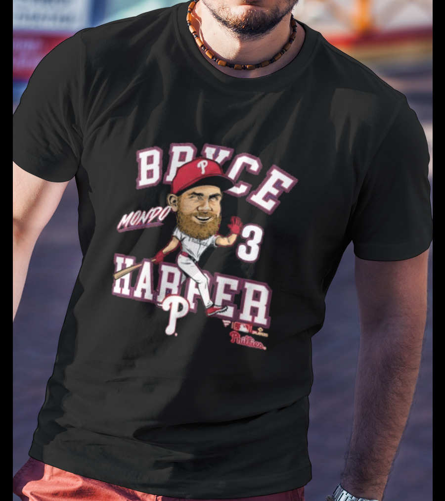 Bryce Harper Mondo Caricature Philadelphia Phillies Number 3 T-Shirt