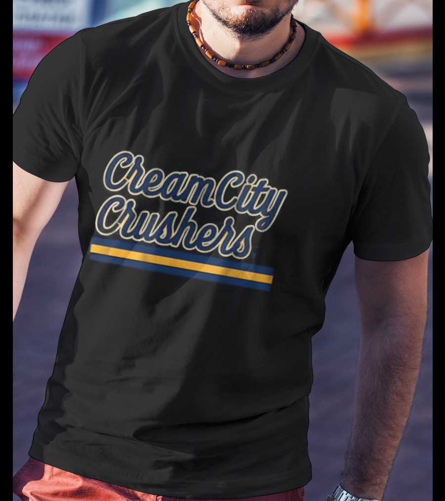 Cream City Crushers Blue Gold Stripes T-Shirt