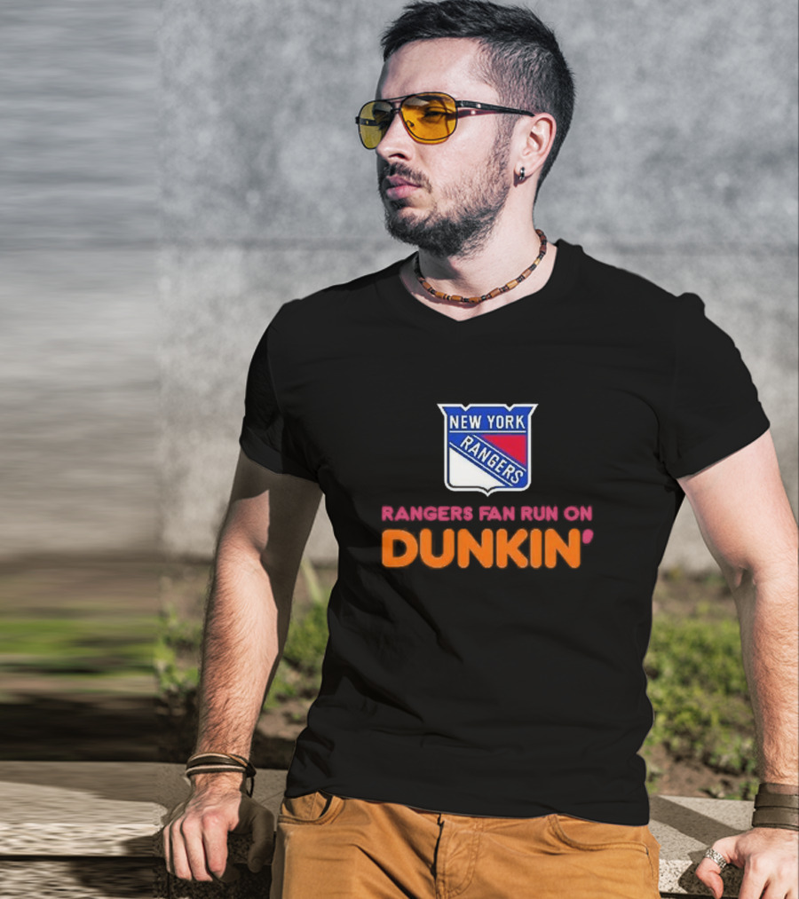 New York Rangers Fan Run On Dunkin T-Shirt