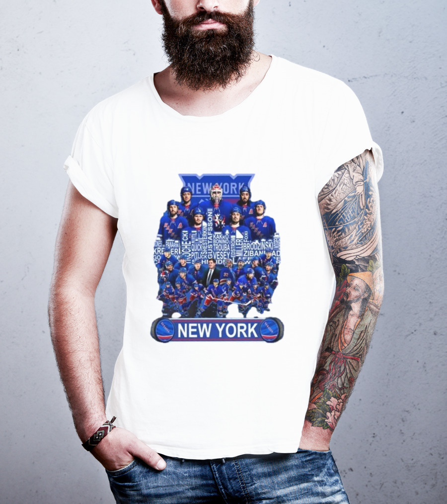 New York Rangers Hockey Team Players Skyline Names T-Shirt