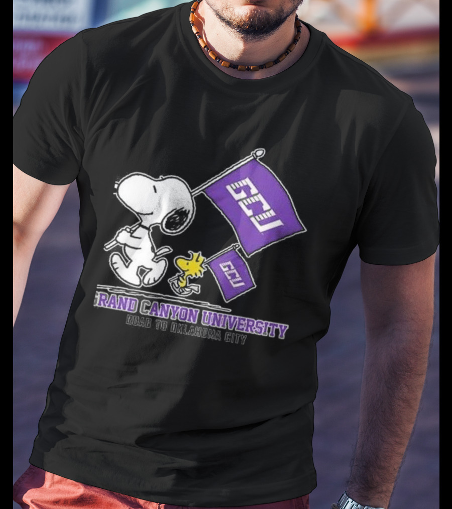Snoopy GCU Road To Oklahoma City Grand Canyon University Peanuts Woodstock T-Shirt