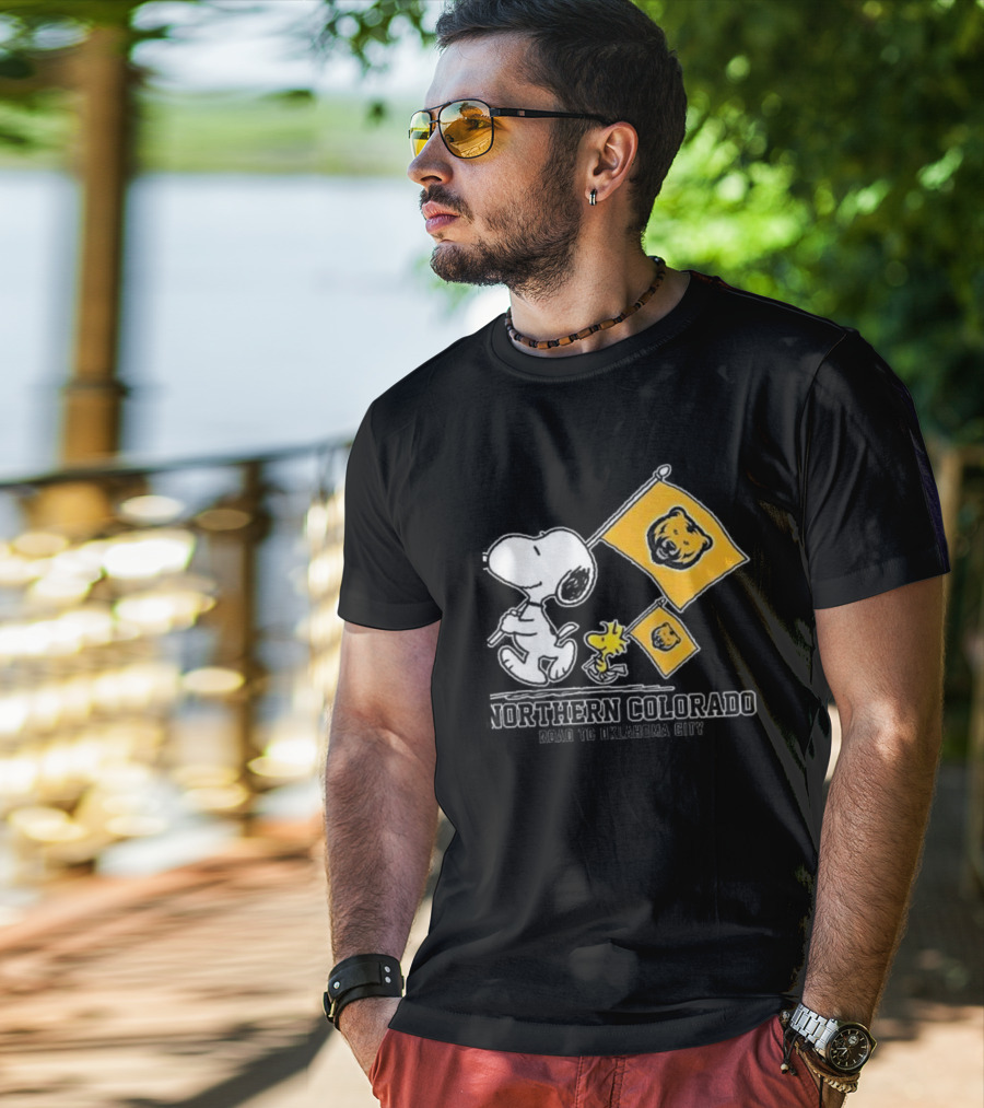 Snoopy Northern Colorado Bears Road To Oklahoma City Flags T-Shirt