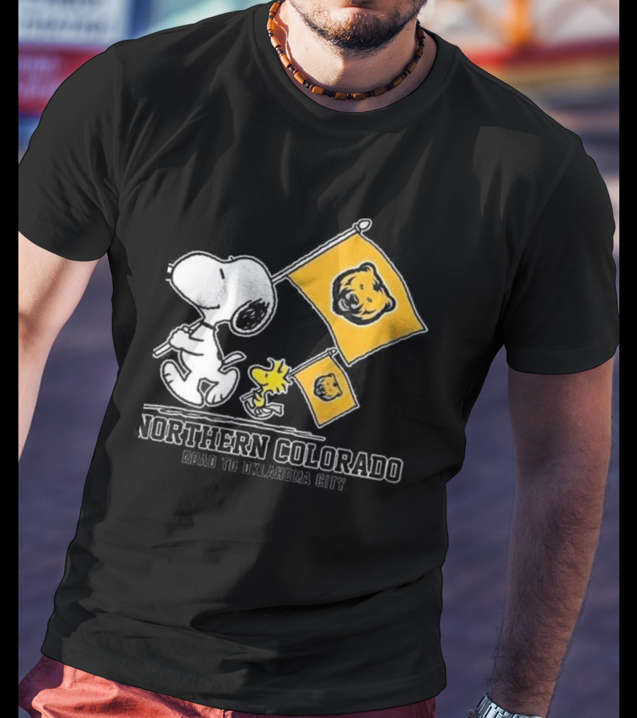 Snoopy Northern Colorado Bears Road To Oklahoma City Flags T-Shirt