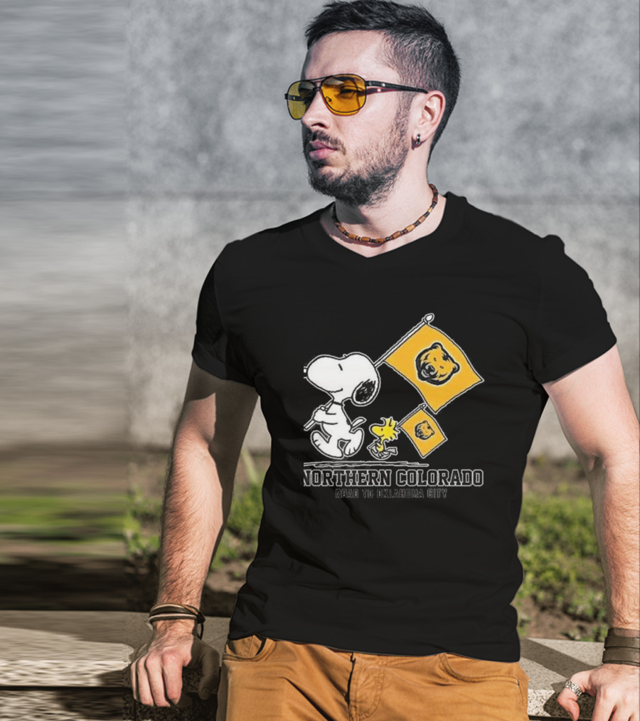Snoopy Northern Colorado Bears Road To Oklahoma City Flags T-Shirt
