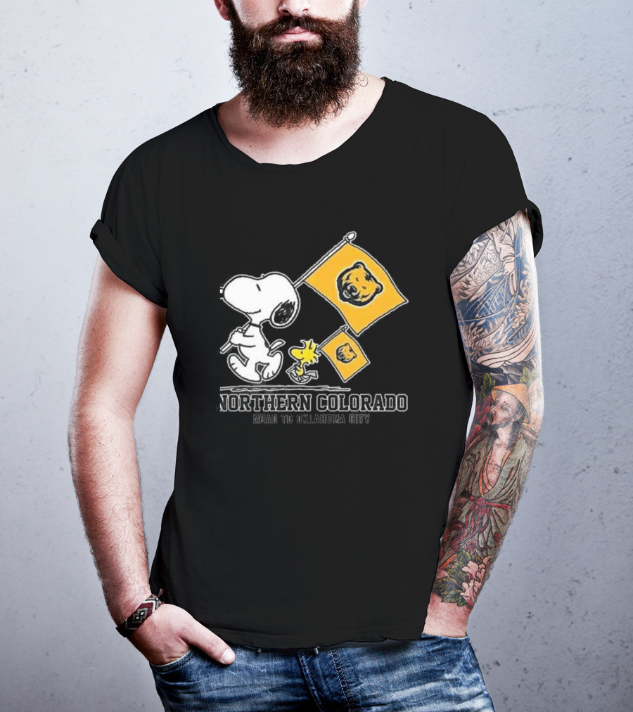 Snoopy Northern Colorado Bears Road To Oklahoma City Flags T-Shirt