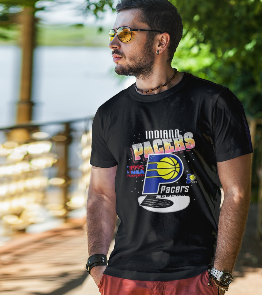 Indiana Pacers 1995 NBA Playoffs Retro Logo And Stars T-Shirt