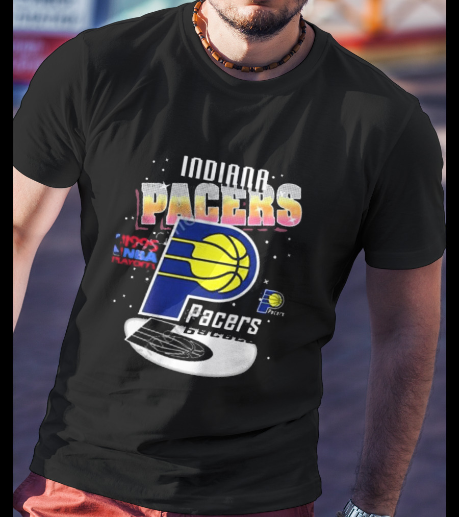 Indiana Pacers 1995 NBA Playoffs Retro Logo And Stars T-Shirt