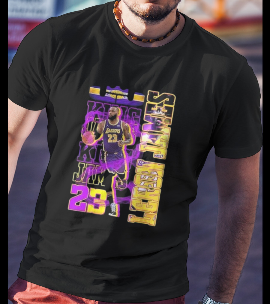 King LeBron James No. 23 Los Angeles Lakers True King Fan T-Shirt