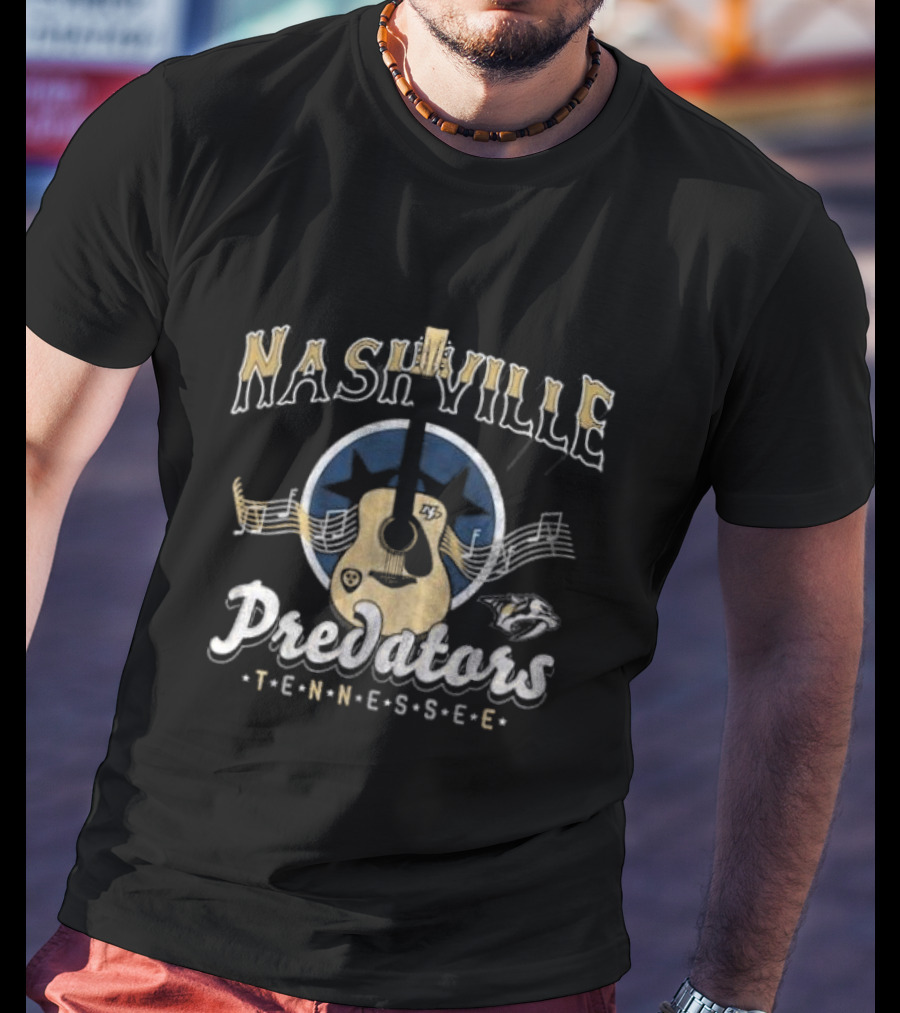 Nashville Predators Tennessee Music Guitar T-Shirt