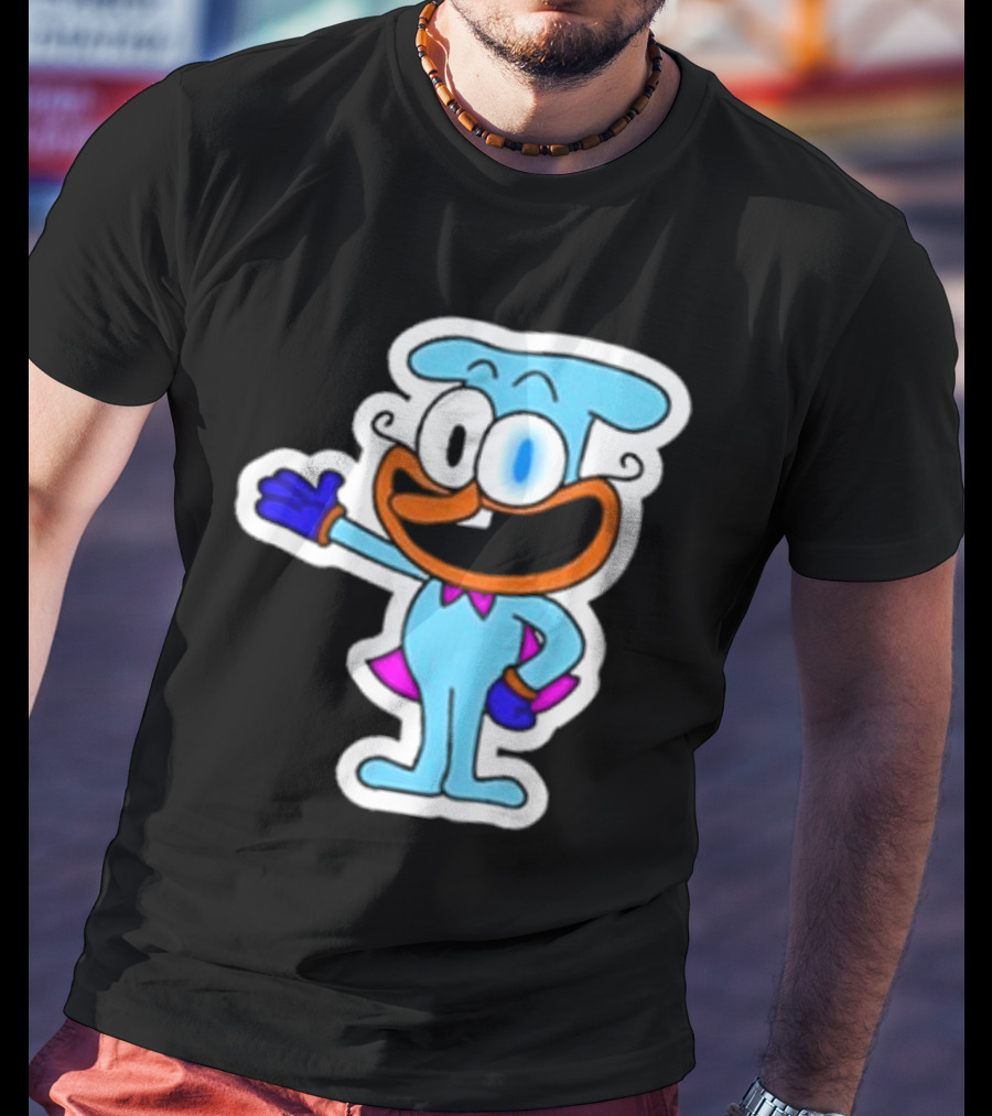 Robby1iscool The Doise Blue Cartoon Character With Orange Mouth And Purple Cape T-Shirt