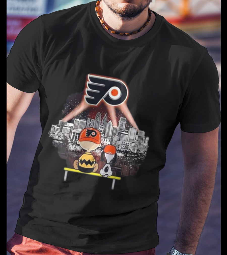 Charlie Brown Snoopy Philadelphia Flyers City Skyline T-Shirt