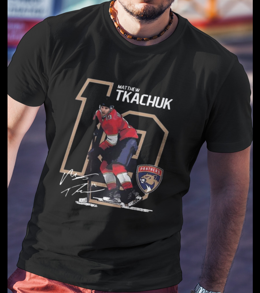 Florida Panthers Matthew Tkachuk 19 Panthers Logo Signature T-Shirt