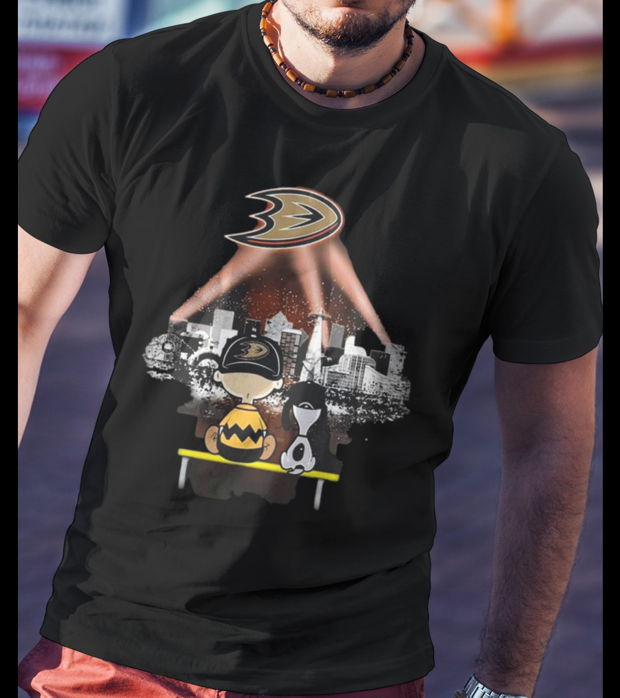 Charlie Brown And Snoopy Anaheim Ducks City T-Shirt