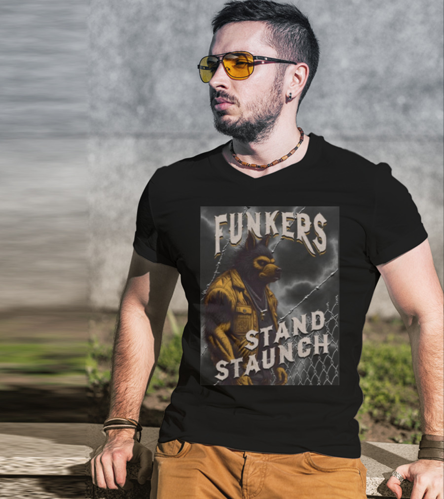 Funkers Stand Staunch Werewolf Against Barbed Fence T-Shirt