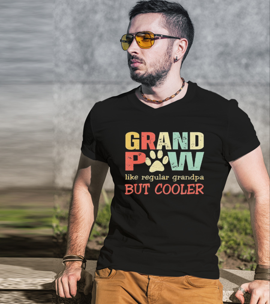 Grandpaw Like Regular Grandpa But Cooler Paw Print Father's Day T-Shirt