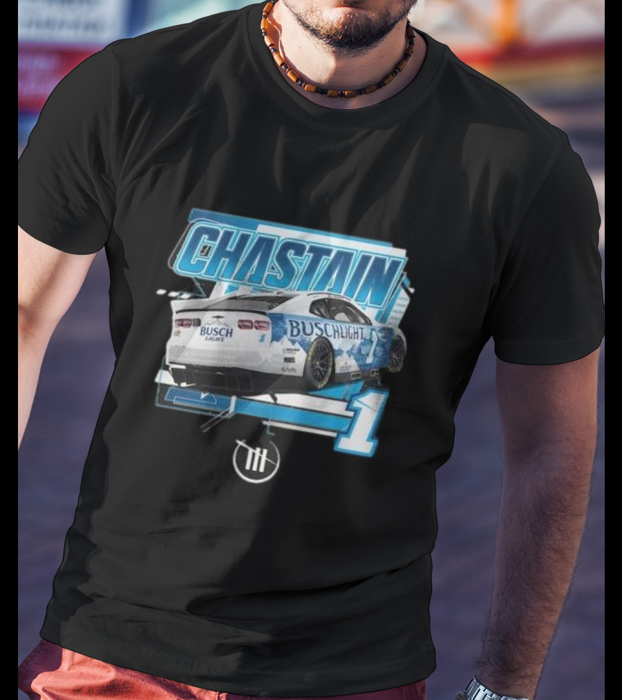 Chastain Trackhouse Racing Busch Light Car 1 Heather Charcoal T-Shirt
