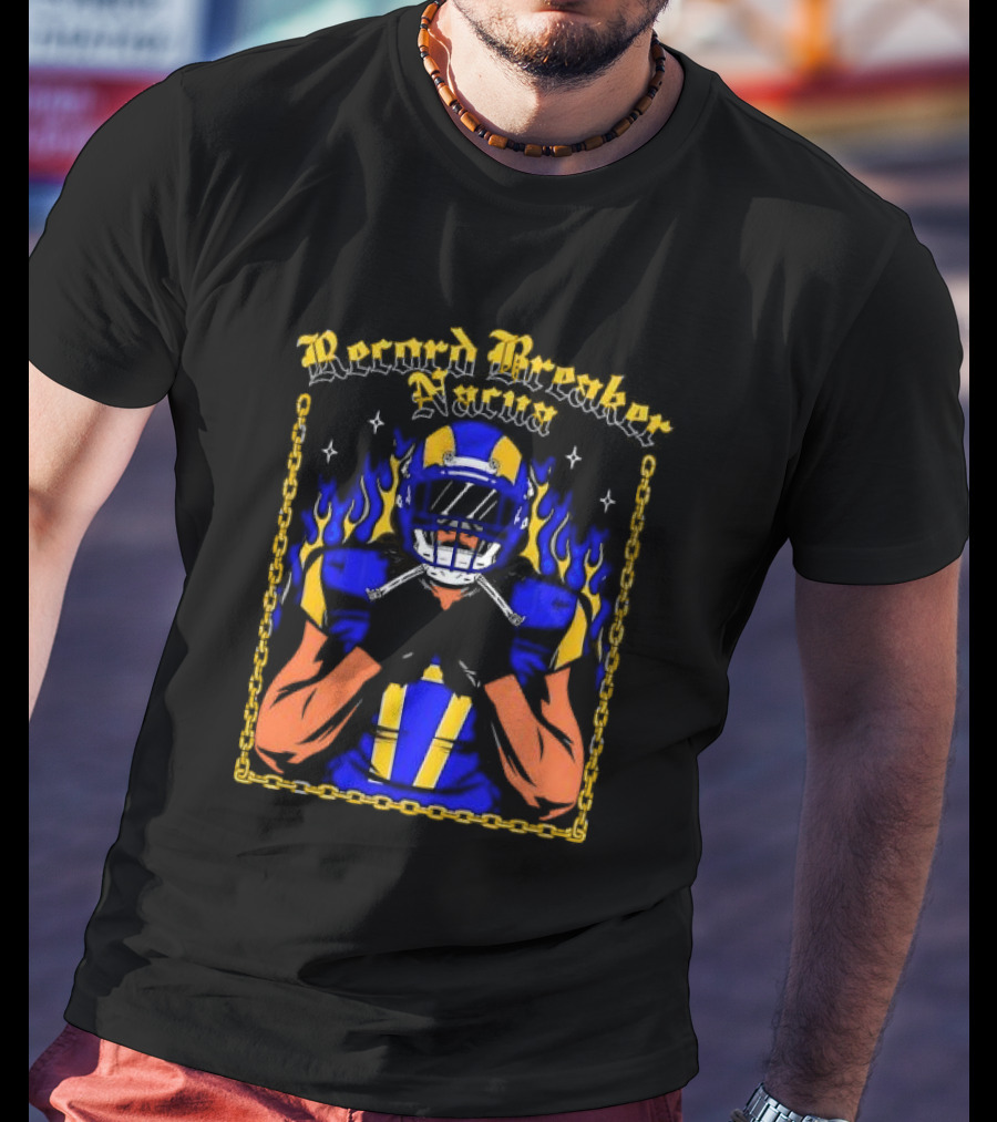 Record Breaker Nacua Football Flame And Chain T-Shirt