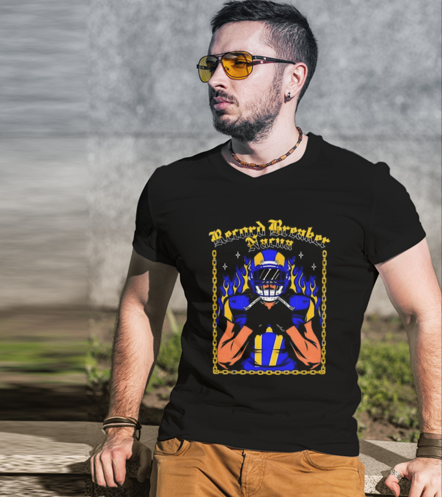 Record Breaker Nacua Football Flame And Chain T-Shirt