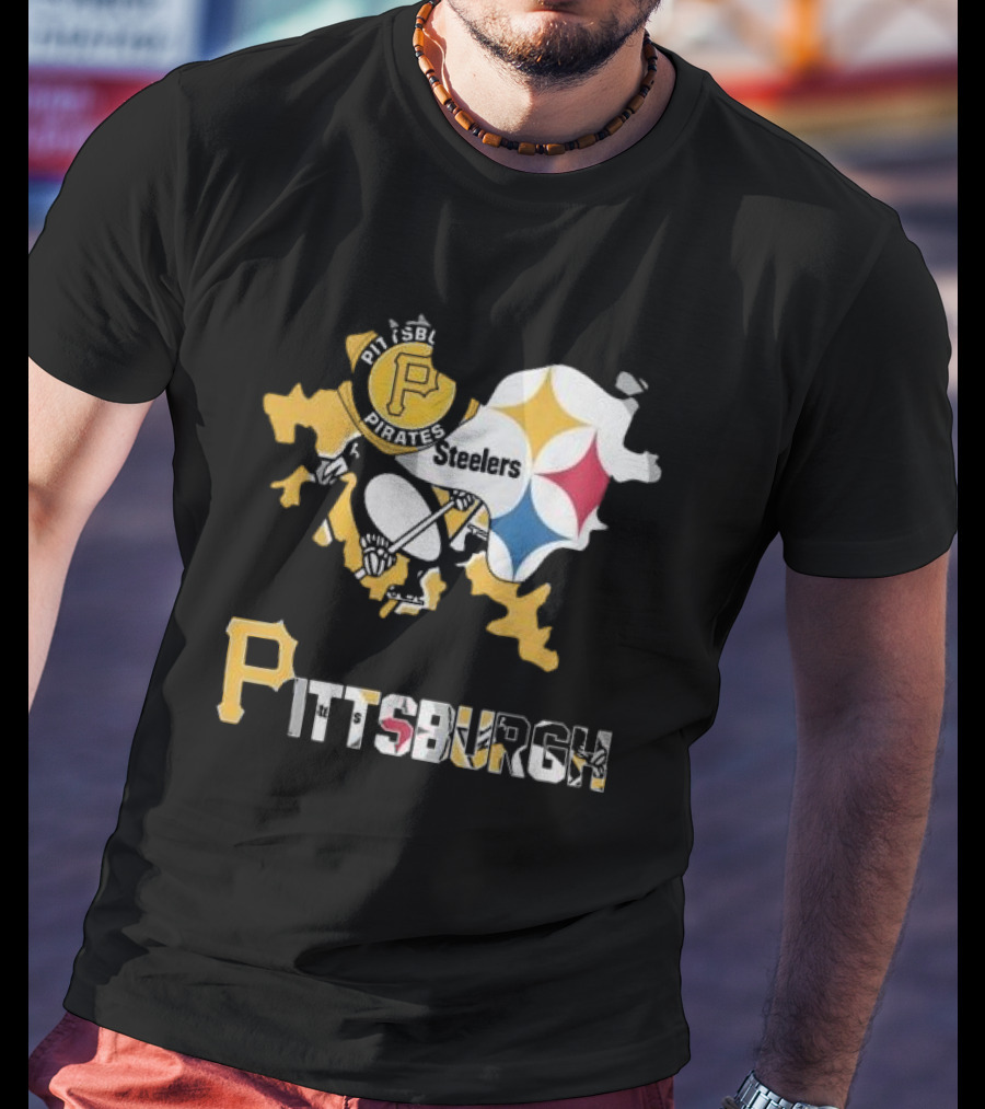 Pittsburgh Pirates Steelers Map T-Shirt