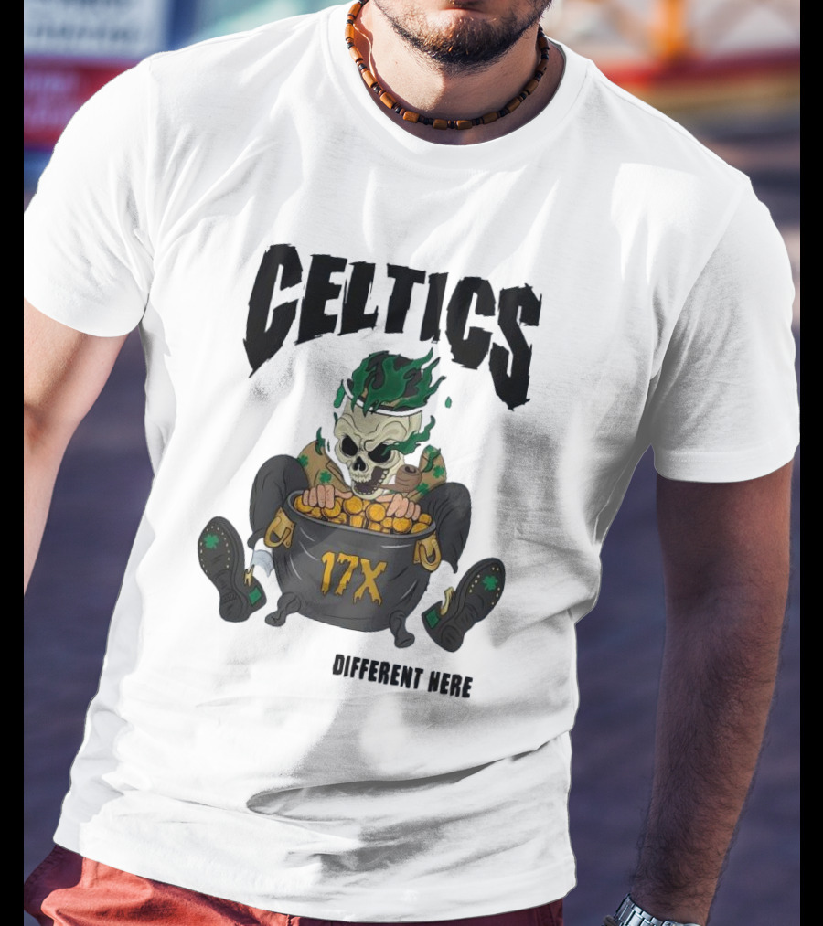Celtics 17X Gold Skeleton不同 Here T-Shirt