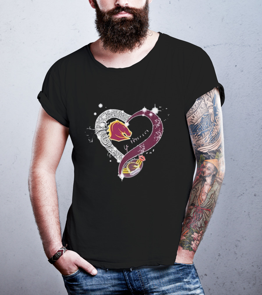 Brisbane Broncos Heart-Shaped Diamond Logo Go Broncos T-Shirt