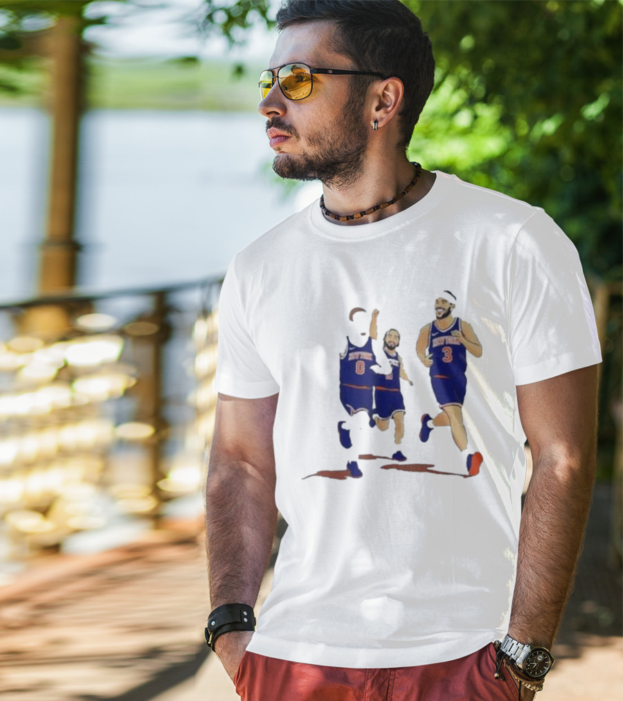 New York Knicks Donte DiVincenzo Jalen Brunson Josh Hart Villanova Basketball Team Players T-Shirt