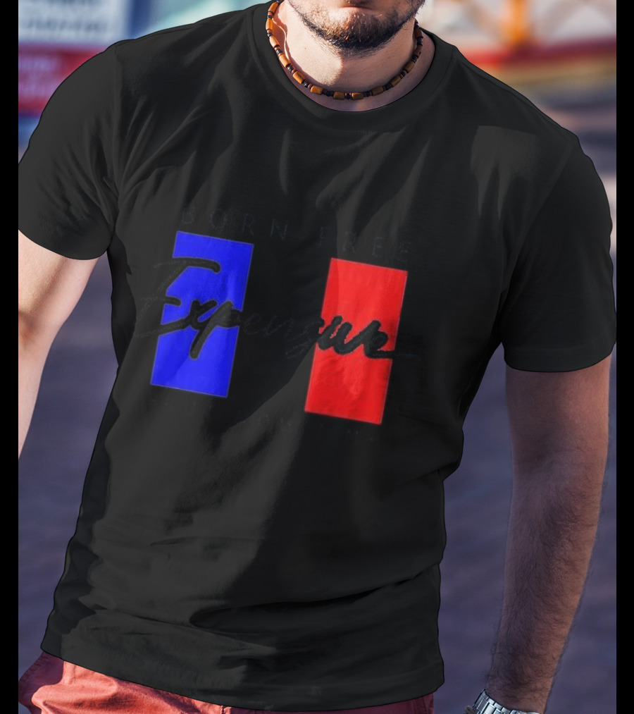 Born Free But Now I'm Expensive Red And Blue Blocks T-Shirt