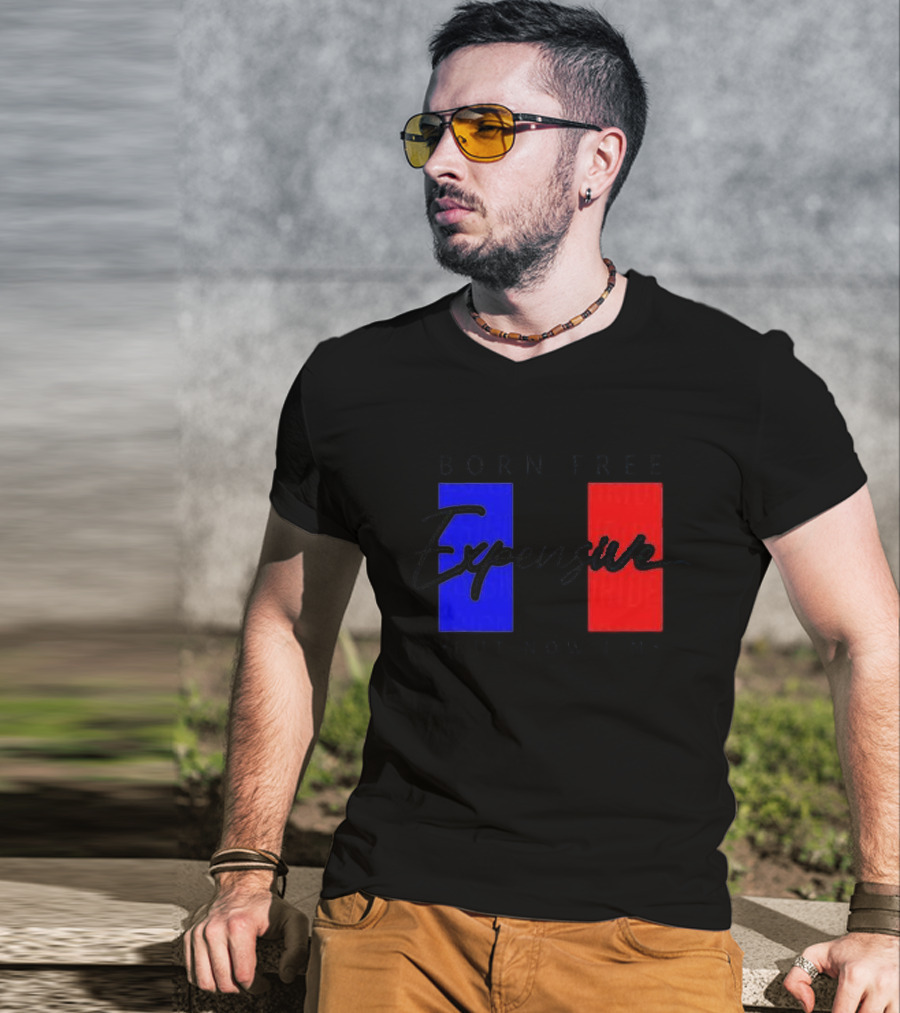 Born Free But Now I'm Expensive Red And Blue Blocks T-Shirt