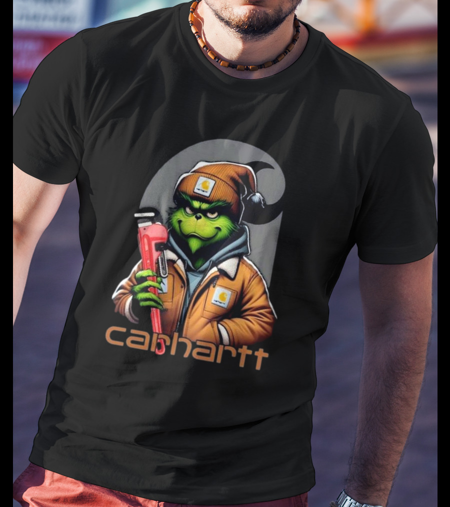 Grinch Carhartt Mechanic Holding Wrench T-Shirt