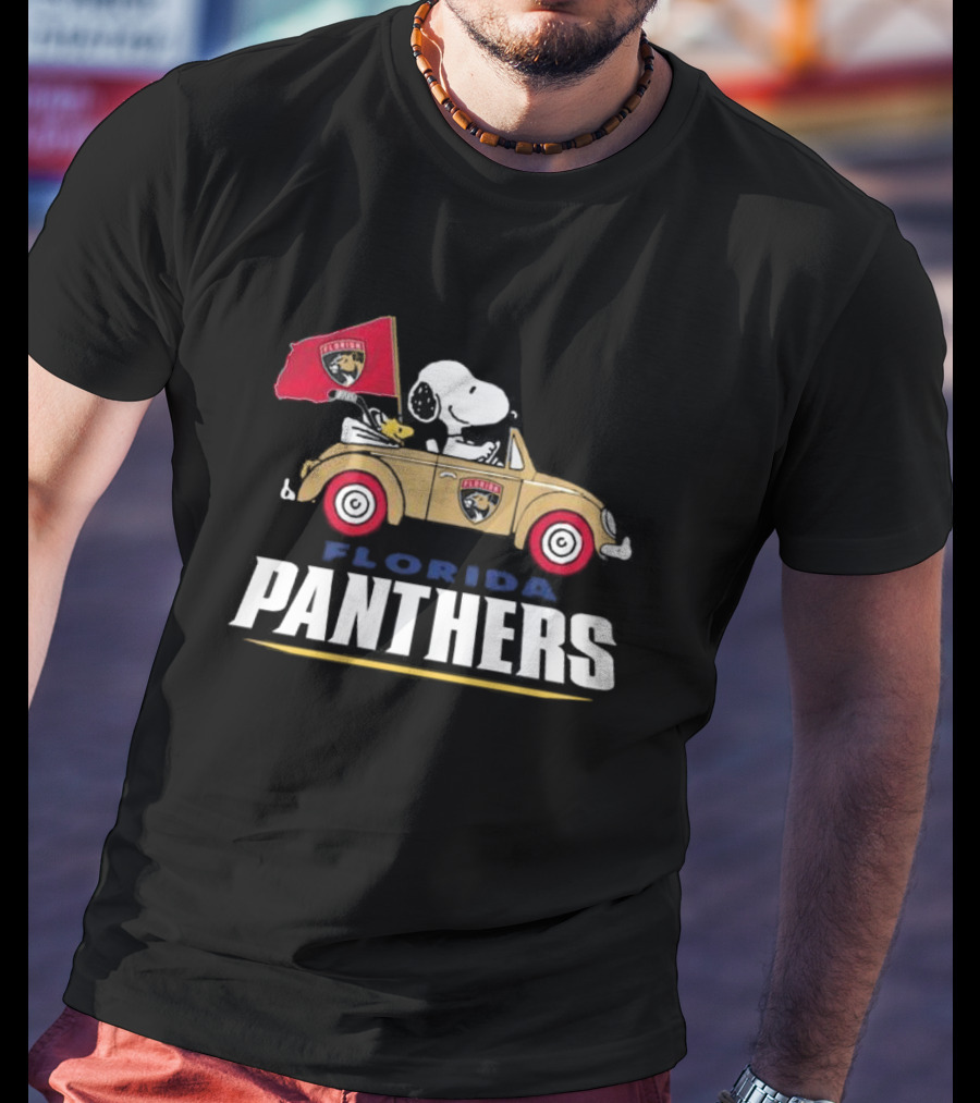 Florida Panthers Hockey Snoopy Driving Classic Car Fan T-Shirt
