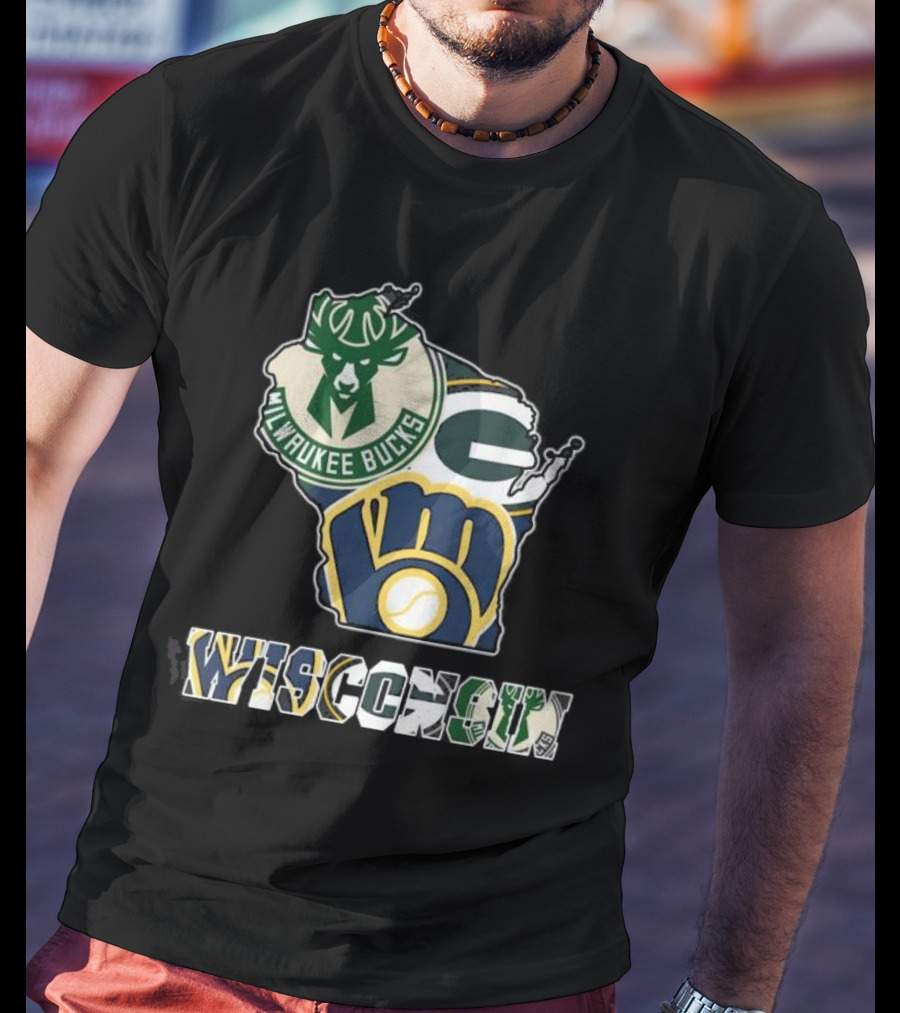 Milwaukee Bucks Green Bay Packers Milwaukee Brewers Wisconsin Team T-Shirt
