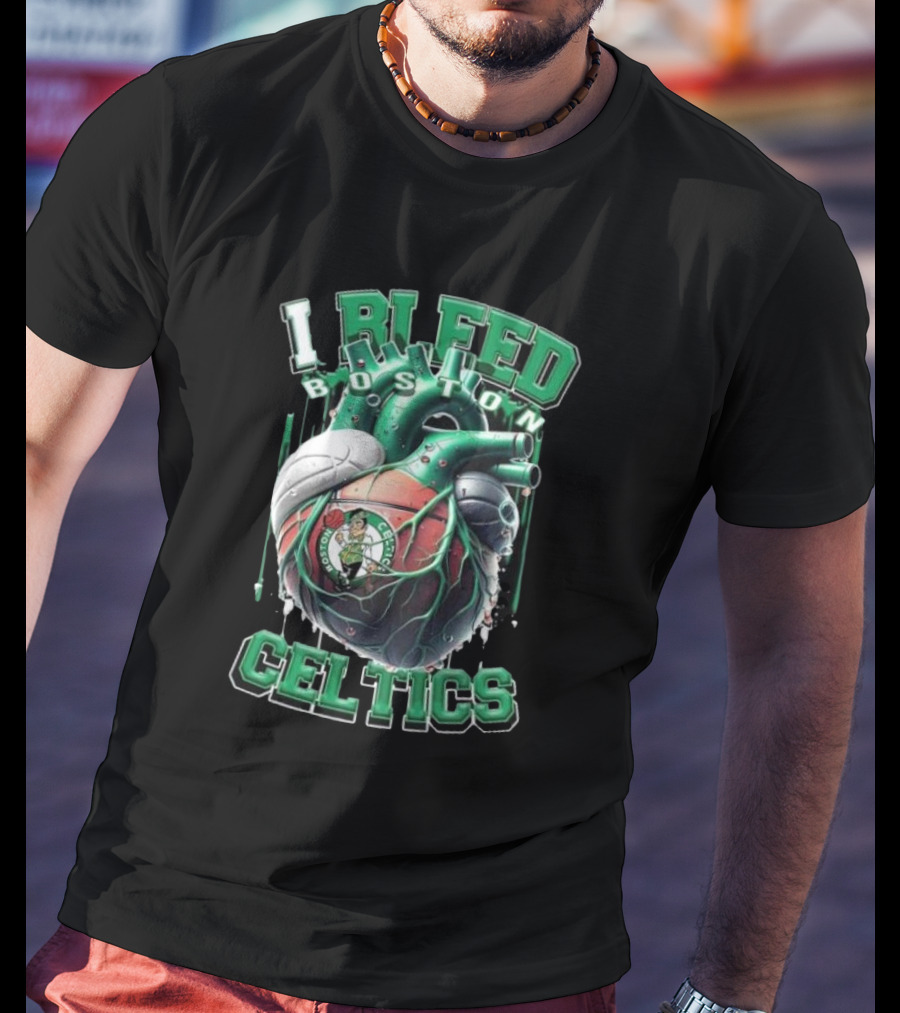 I Bleed Boston Celtics Basketball Heart Fan Forever Celtics T-Shirt