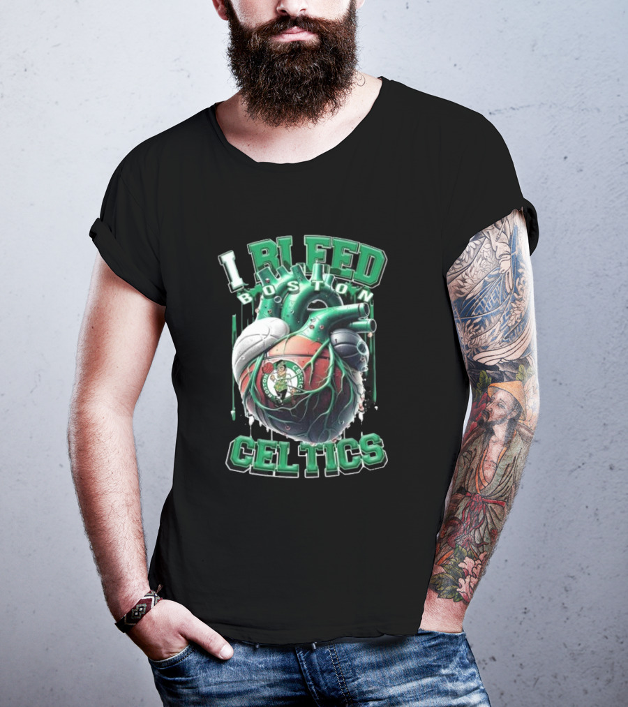 I Bleed Boston Celtics Basketball Heart Fan Forever Celtics T-Shirt