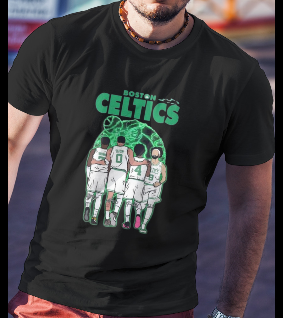 Boston Celtics Brown Tatum Holiday Derrick Signatures Basketball Players T-Shirt