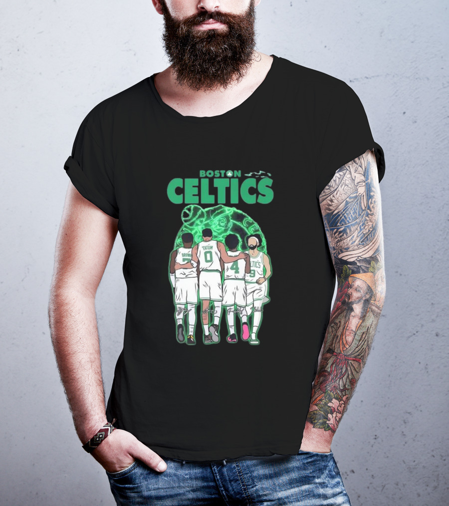 Boston Celtics Brown Tatum Holiday Derrick Signatures Basketball Players T-Shirt