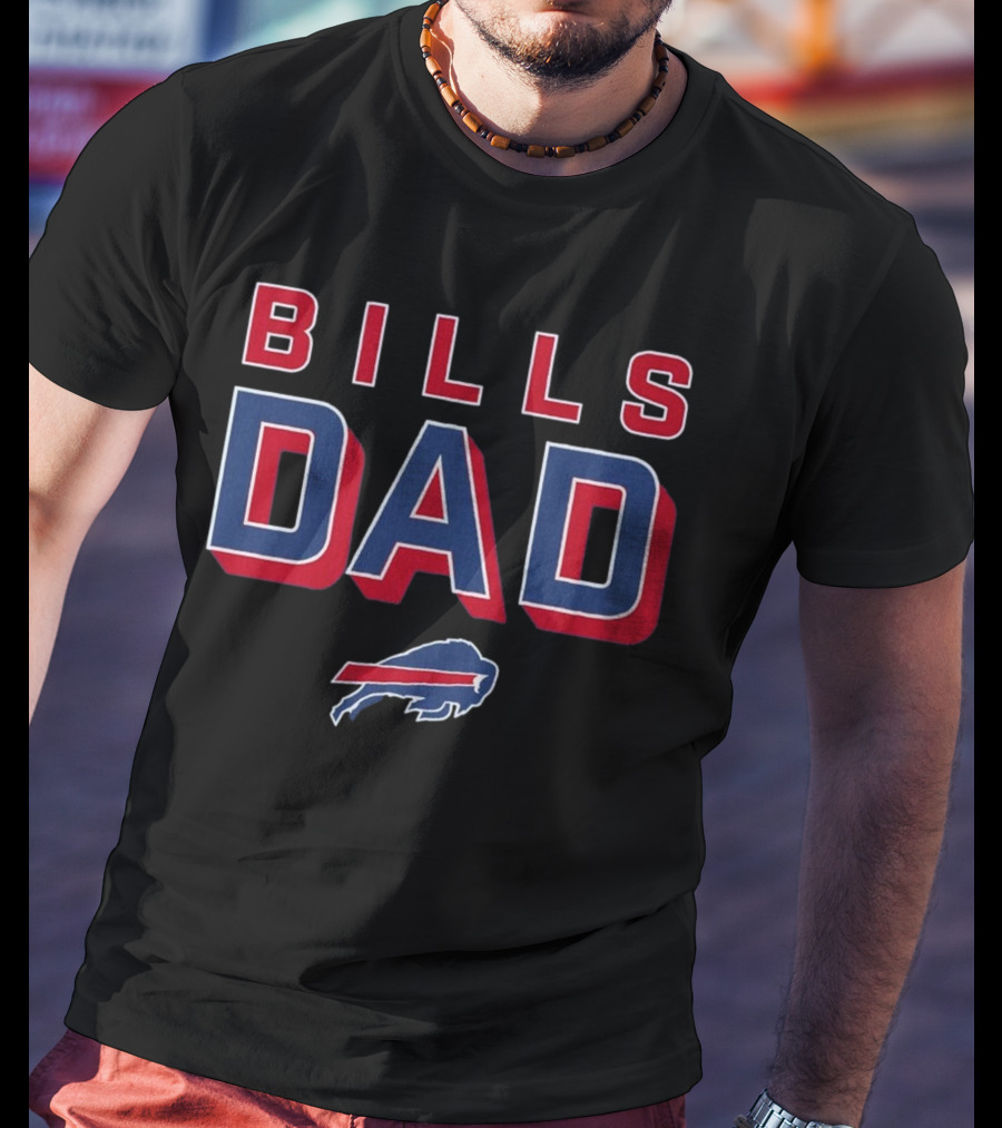 Buffalo Bills Dad Red Blue Bold Lettering T-Shirt